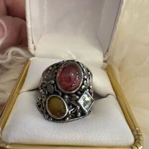 Elegant Silver Ring with Multicolor Gemstones